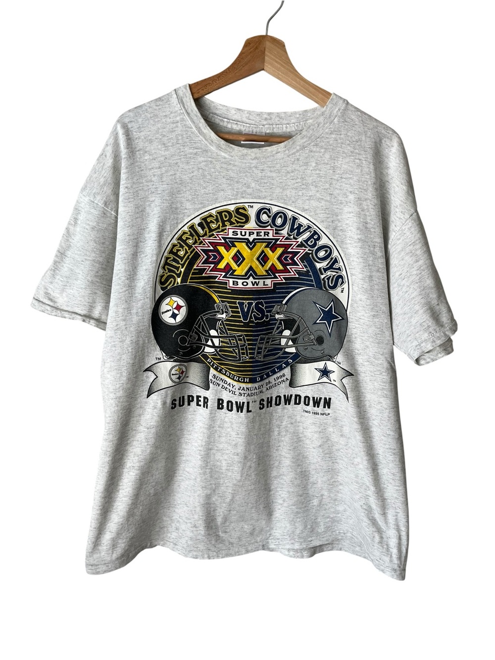 Vintage Delta 1996 Super Bowl XXX Steelers Cowboys Graphic Tee Size XL